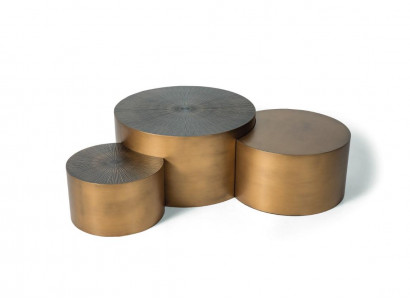 Luxus gold Tisch Couchtisch Set 3x Rundtische Moderne Wohnzimmer Rund